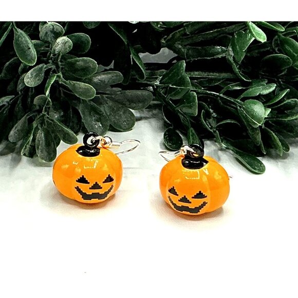 Halloween Pumpkin Bell Dangle Earrings - Picture 1 of 2